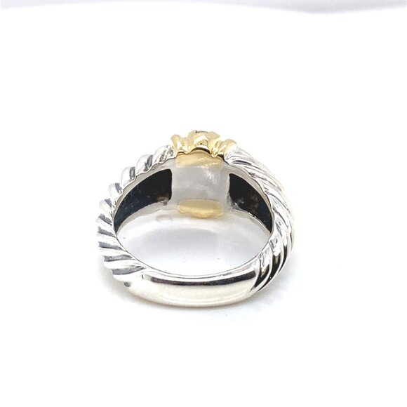 David Yurman Sterling Silver and 18K Yellow Gold Diamond Dome Cable Ring - Picture 3 of 5